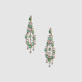 Colombian Emerald Masterpiece Exquisite necklace set featuring exceptional Colombian emeralds, brilliant round and baguette diamonds in an elegant multi-layer design, paired with graceful statement earrings radiating timeless luxury.(PGDNE057)