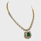 Introducing our luxurious Long Diamond Chain Necklace, featuring an exquisite Emerald Cushion Shape and Diamond Pendant - (PGDNE0118)