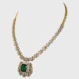 Introducing our luxurious Long Diamond Chain Necklace, featuring an exquisite Emerald Cushion Shape and Diamond Pendant - (PGDNE0118)