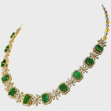 The necklace showcases a series of vibrant octagon-shaped emeralds - (PGDNE0128)
