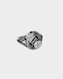 A striking diamond ring in white and black rhodium, combining elegance, contrast, and timeless sophistication.(PGDR0130)