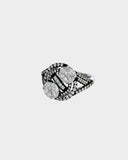 A striking diamond ring in white and black rhodium, combining elegance, contrast, and timeless sophistication.(PGDR0130)