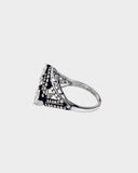 A striking diamond ring in white and black rhodium, combining elegance, contrast, and timeless sophistication.(PGDR0130)