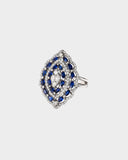 Ring adorned with a breathtaking combination of diamonds and blue sapphire, designed to captivate hearts and elevate style.(PGDR0233)