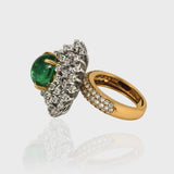 Experience unparalleled elegance with our Fine Quality Emerald Cabochons and Diamond Ring. Each exquisite detail is meticulously crafted to showcase the timeless allure of emeralds and the brilliant sparkle of diamonds.(PGDR0373)
