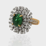 Experience unparalleled elegance with our Fine Quality Emerald Cabochons and Diamond Ring. Each exquisite detail is meticulously crafted to showcase the timeless allure of emeralds and the brilliant sparkle of diamonds.(PGDR0373)