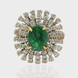 Experience unparalleled elegance with our Fine Quality Emerald Cabochons and Diamond Ring. Each exquisite detail is meticulously crafted to showcase the timeless allure of emeralds and the brilliant sparkle of diamonds.(PGDR0373)