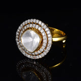 Ring with uncut diamond and full cut diamond in  18k gold . - PGDR0401