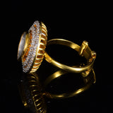 Ring with uncut diamond and full cut diamond in  18k gold . - PGDR0401