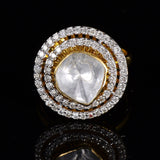 Ring with uncut diamond and full cut diamond in  18k gold . - PGDR0401