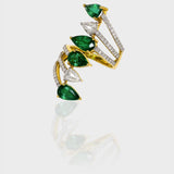 Stunning Ring adorned with a mesmerizing array of diamond rounds, rose-cut diamonds, and pear-shaped emeralds, a true embodiment of luxury and elegance.((PGDR0414)