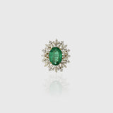 Stunning ring with vivid oval emerald, accented by sparkling diamonds—elegant and timeless for every occasion.(PGDR0429)