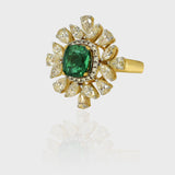 Introducing our exquisite Ring, a masterpiece of unparalleled beauty and sophistication, adorned with a fine quality Emerald and an array of multi-shaped Diamonds.(PGDR0434)