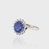 Diamond Ring featuring a captivating oval-cut Blue Sapphire at its heart, exuding timeless elegance and sophistication.(PGDR0439)