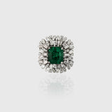 Elegant octagon emerald ring adorned with high-quality round and baguette diamonds—perfect blend of sophistication and timeless beauty.(PGDR0462)