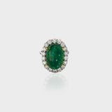 Stunning Colombian emerald ring of exceptional quality, beautifully accented with sparkling round diamonds—timeless elegance for every occasion.(PGDR0464)