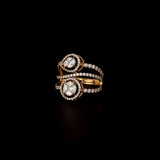 A contemporary open-band ring featuring brilliant round diamonds with multi shape diamond motifs, radiating timeless elegance and refined sophistication.(PGDR0469)