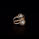 A contemporary open-band ring featuring brilliant round diamonds with multi shape diamond motifs, radiating timeless elegance and refined sophistication.(PGDR0469)