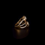 A contemporary open-band ring featuring brilliant round diamonds with multi shape diamond motifs, radiating timeless elegance and refined sophistication.(PGDR0469)