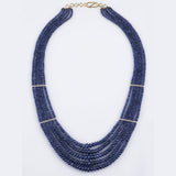 Five line sapphire beads with gold and Diamond bar necklace  STRG225