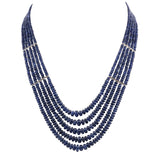 Five line sapphire beads with gold and Diamond bar necklace  STRG225