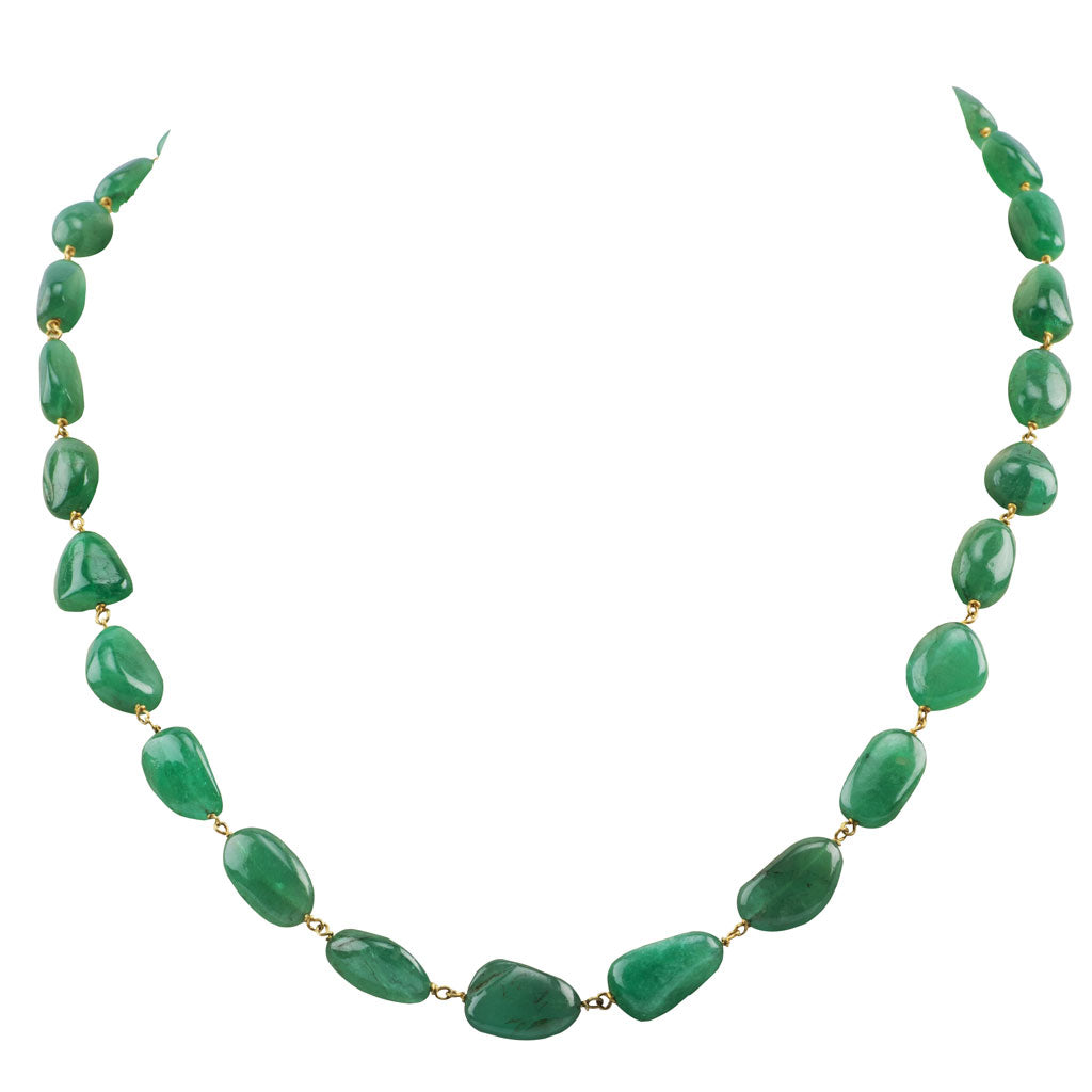 Single line string of emerald maniya in gold wire  STRG247