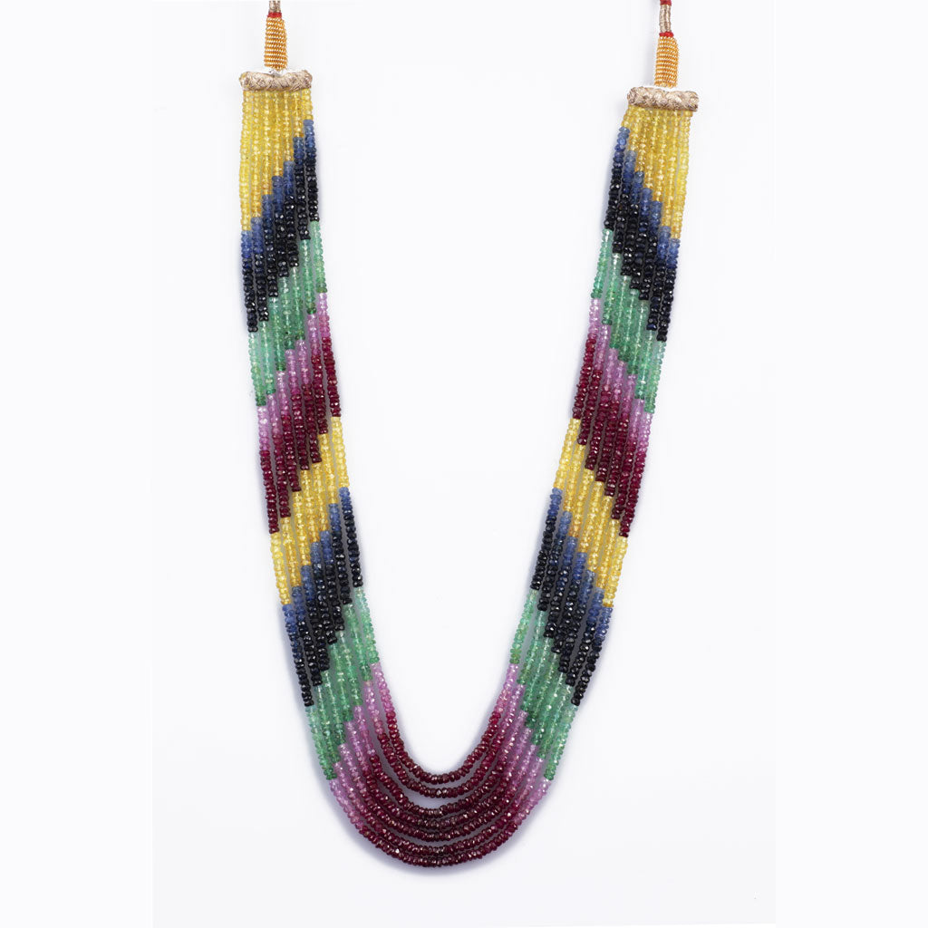 Seven line multi precious beads necklace  STRG260