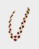 A beautiful double-line necklace featuring lustrous South Sea pearls and colourful tourmaline maniya, strung on gold wire for a timeless, graceful look. (STRG357)