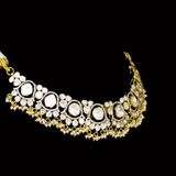 Indulge in the epitome of fusion elegance with our captivating necklace. Featuring a harmonious blend of dazzling diamonds, raw uncut diamonds, and delicate pearls, it's a testament to modern sophistication with a touch of timeless charm.(KMNE3385)