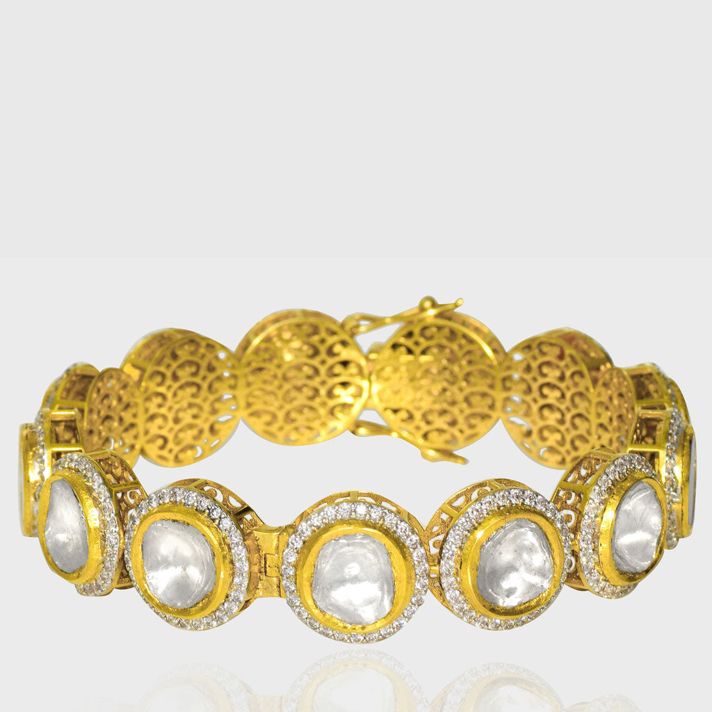 Elevate your style with our Fusion Diamond Round and Uncut Diamond Kada - (WDN1119)