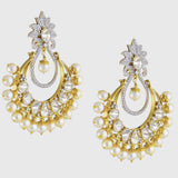 Dazzle with sophistication in our Chandbali-style earrings, featuring mesmerizing diamond polki, radiant diamond rounds, and delicate pearls.(WDN1121)