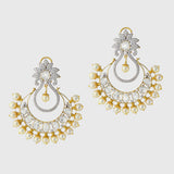Dazzle with sophistication in our Chandbali-style earrings, featuring mesmerizing diamond polki, radiant diamond rounds, and delicate pearls.(WDN1121)