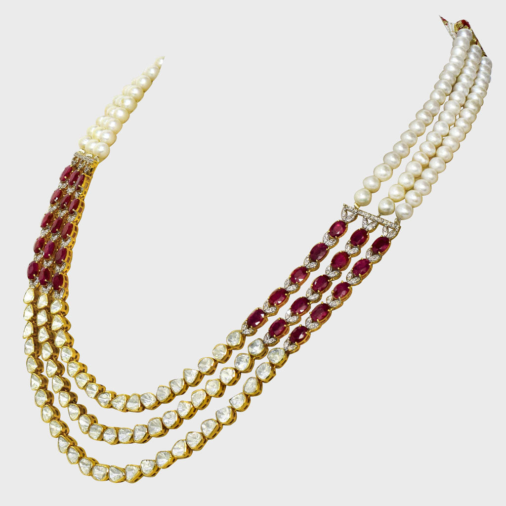 Discover the epitome of elegance with our fusion-style three-line necklace - (WDN1155)