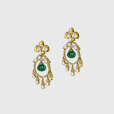 Enchanting necklace and earring pair featuring uncut diamond Polki and sparkling round diamonds, beautifully strung with large Colombian round beads in a graceful chand design—perfect for timeless elegance and royal charm.(WDN1201)