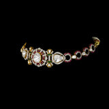 Stunning fusion-style choker necklace featuring diamond Polki, sparkling round diamonds, and subtle red enamel accents.(WDN1215)