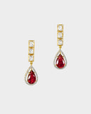 Elegant necklace and earrings with polki and round diamonds, featuring a striking central tourmaline.(WDN1236)