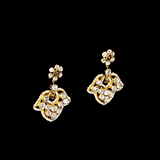 Necklace and Earring pair in pankhi design with open setting of uncut diamond in 18k gold and south sea pearls. - KMNE3172