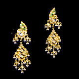 Necklace (chick) and Earring pair in peacock meena in 18k gold and uncut diamond. - KMNE3101