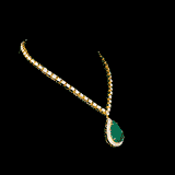 Single line necklace with diamond polki with columbian emerald pendant with full cut diamond. - KMNE3202