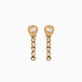 22K Gold Jadau Earring Pair Handwork Enamel Ekposta with Diamond Polki - KMNE2828