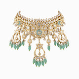 Necklace with Earrring Pair with Uncut Polki Diamond-KMNE2839