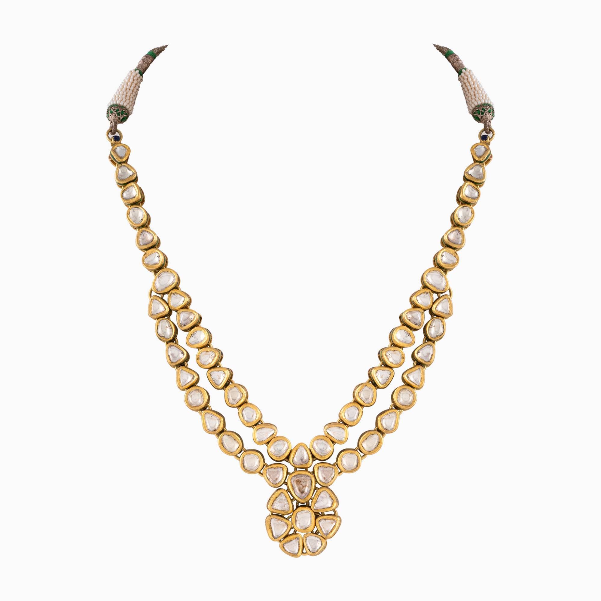 Necklace 2 Line with Unshape Polki Diamond-KMNE2828