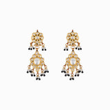 Earring Pair with Uncut Diamond, Black Cheed (Handwork Enamel Ekposta)- KMNE2868