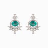 Earring Pair with Oval Cut Emerald-PGDE0189