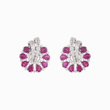 Earring pair with Round Cut Diamondand Ruby c/st-PGDE0198