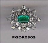 Ring with Octagon Cut Diamond and Round Cut Diamond - PGDR0303