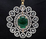 kalangi cum pendant cum ring cum broach with very fine quality of emerald and Diamond with white sapphire rose cut.