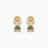 Necklace (Ard) with Green Meena, Moti Funger, Uncut Diamond, Japanese Pearls & Green Cheed(Handwork Enamel Doposta)- KMNE2863