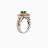 Ring with Round Cut Diamond and Oval Cut Emerald-PGDR0217