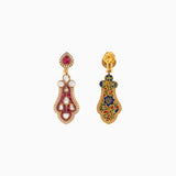 Earring Pair with Red Talaf and Uncut Diamond (Handwork Enamel Ekposta)- KME1685